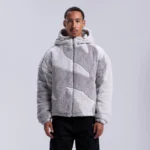 Weyz Fluffy Sherpa Veste Gris Clair (4)