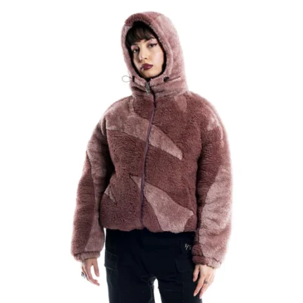 Weyz Fluffy Sherpa Veste Rubis (2)